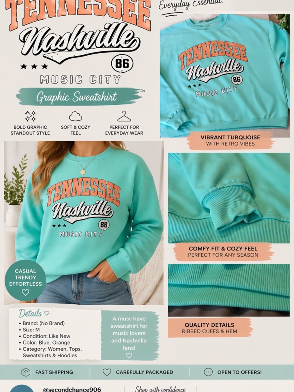 Tennessee Nashville Graphic Sweatshirt